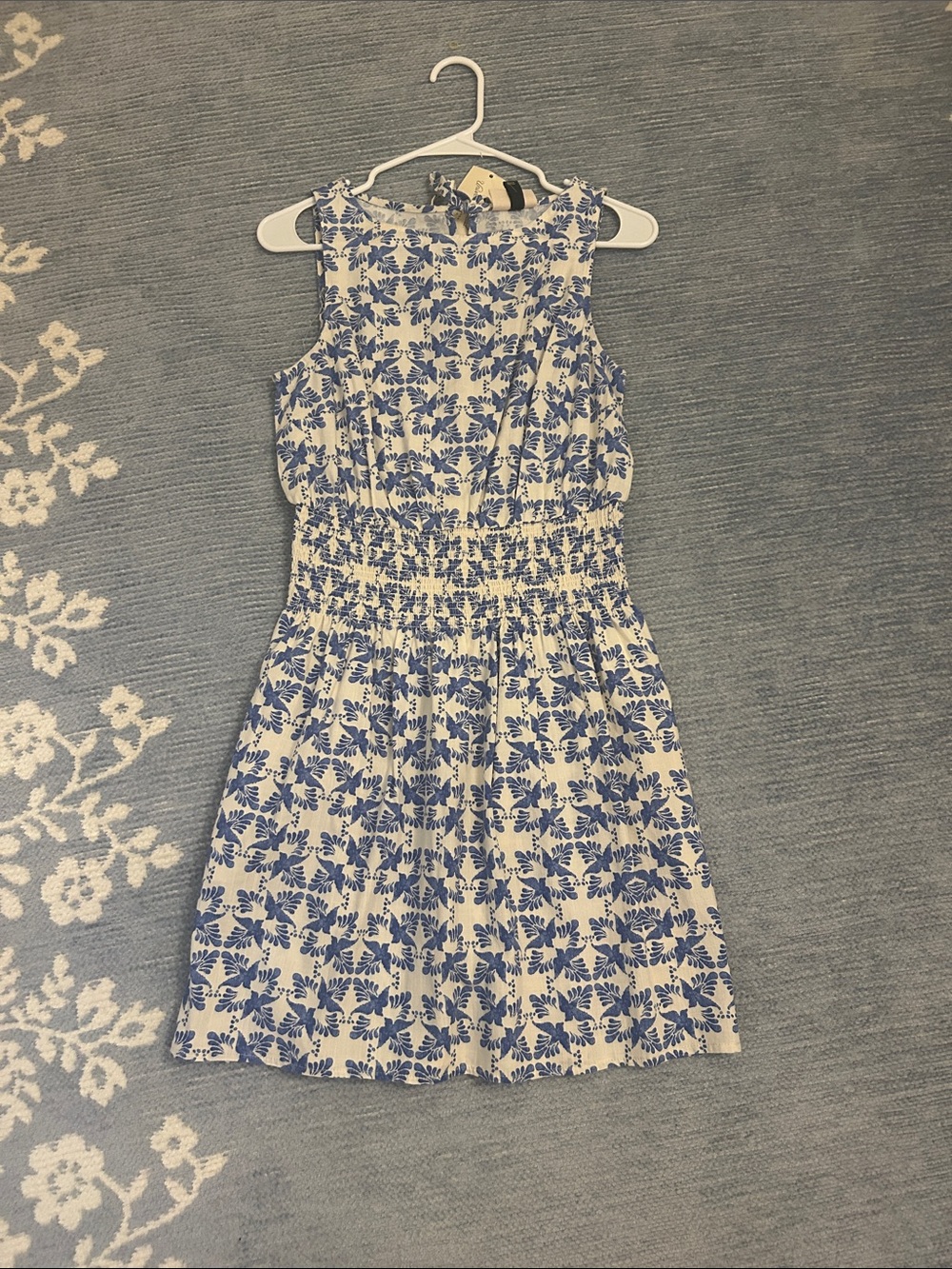 Target White Mini Dress with Blue Floral Print